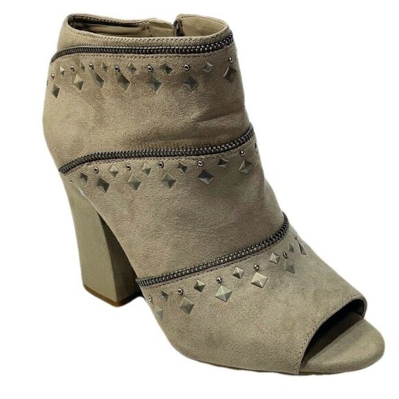 Jessica Simpson Peep Toe Studded Zip-Up Ankle Booties Size 8 - Picture 1 of 12